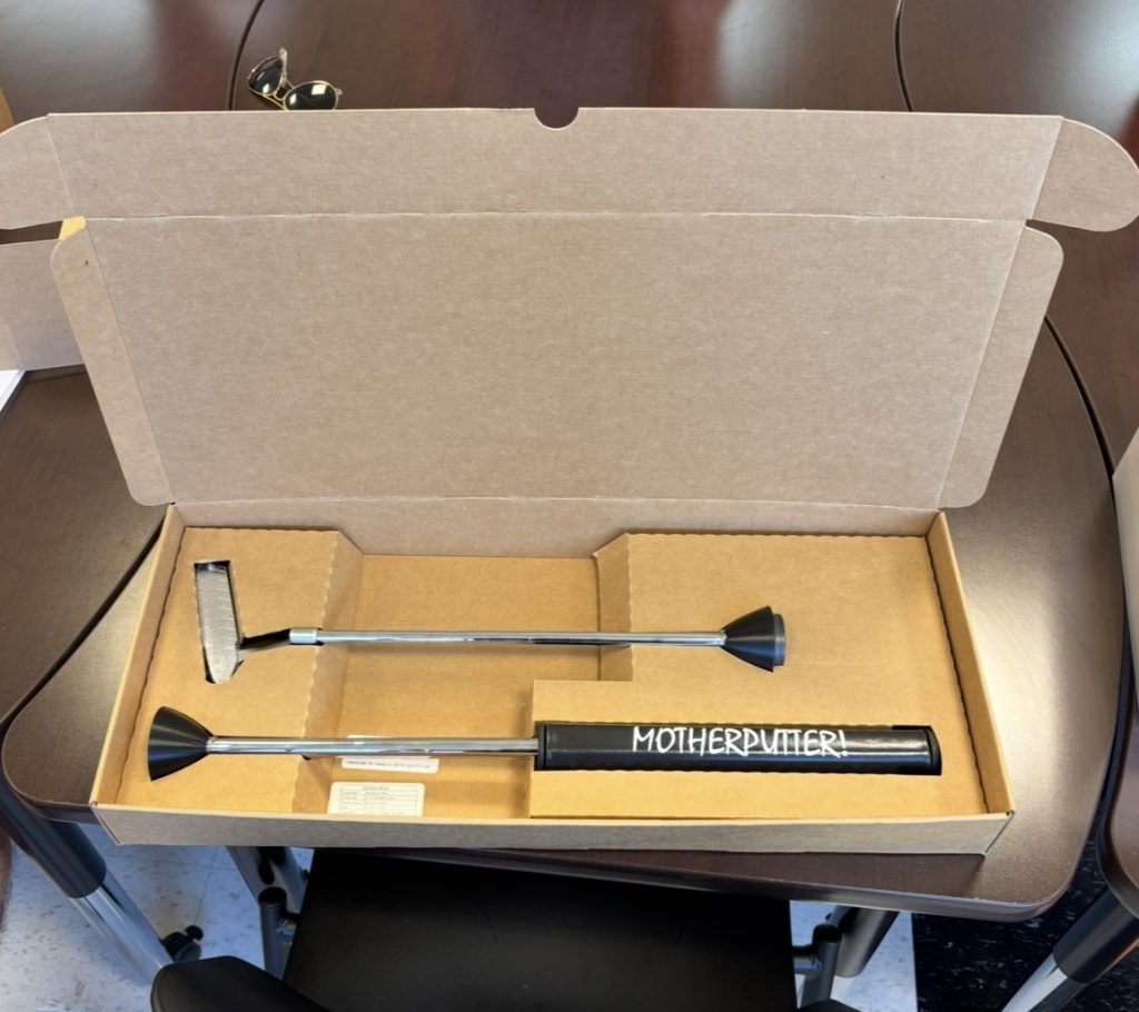 MotherPutter breakaway golf putter displayed in custom CartonCraft retail packaging box