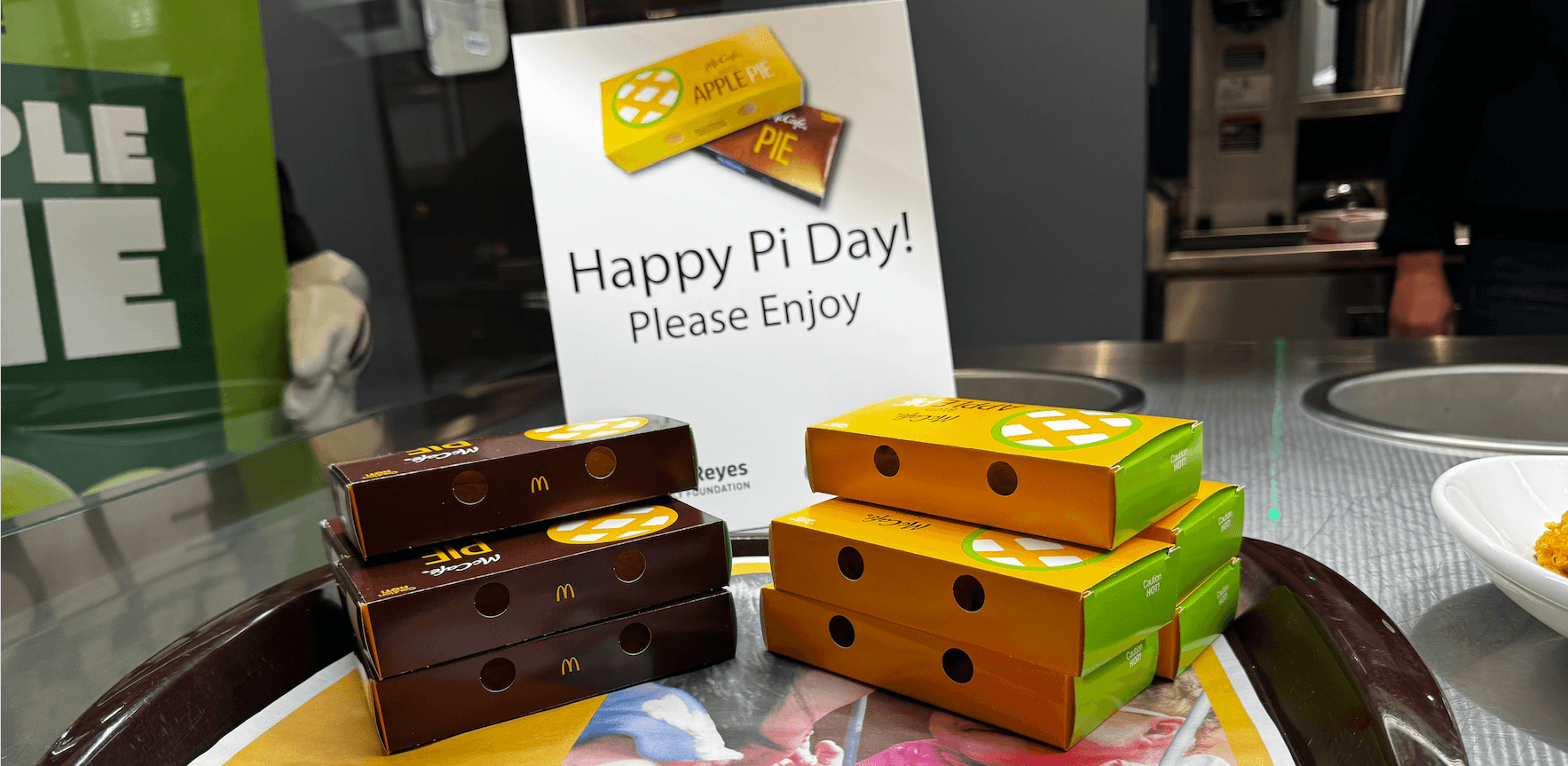 McDonald's McCafe apple pies and pie boxes for Pi Day charity delivery by CartonCraft